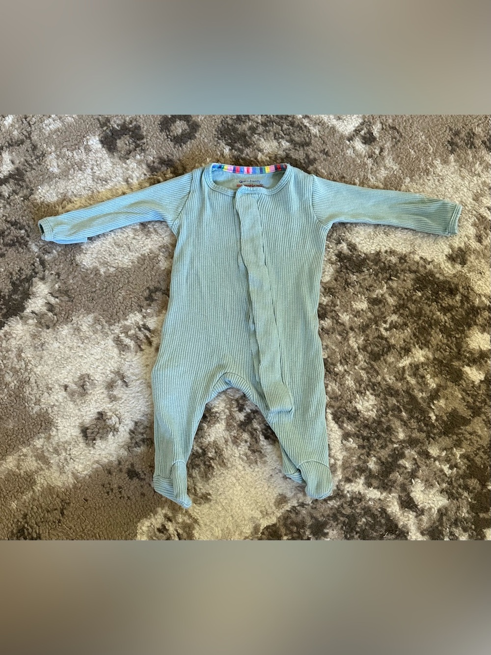 Magnetic Me Ribbed Footed One-Piece in Light Sage Green